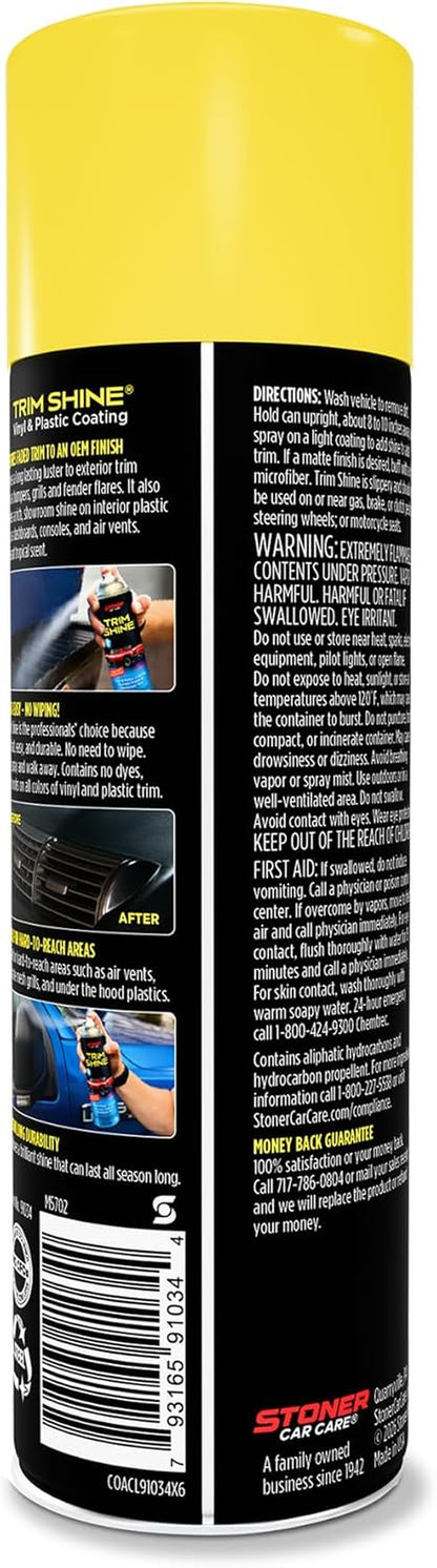 91034 Trim Shine Vinyl and Plastic Aerosol Protectant Coating for Automotive Interior and Exterior Restores OEM Finish and Color, Protects from Fading, 12 Oz, Pack of 1