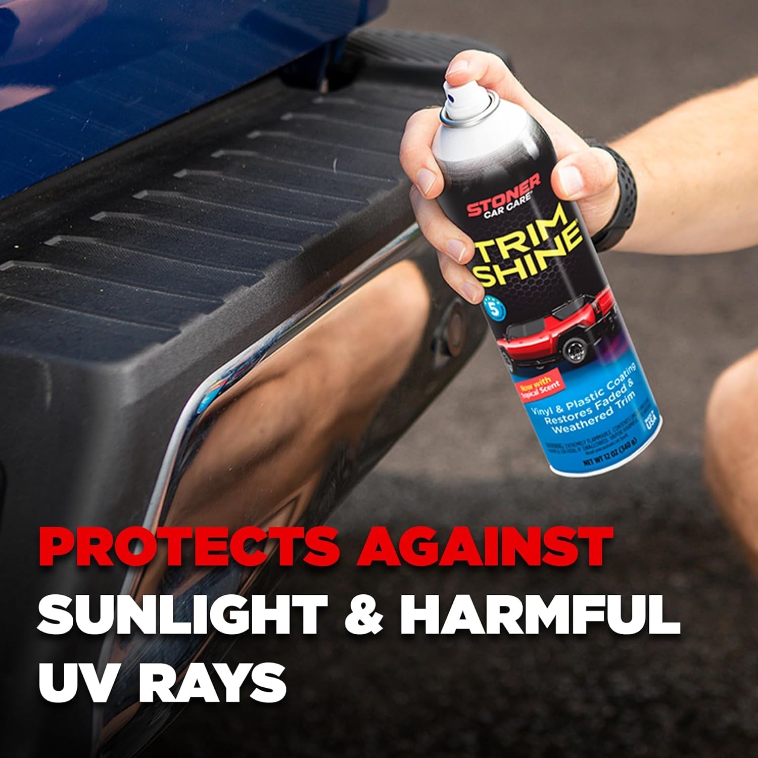 91034 Trim Shine Vinyl and Plastic Aerosol Protectant Coating for Automotive Interior and Exterior Restores OEM Finish and Color, Protects from Fading, 12 Oz, Pack of 1