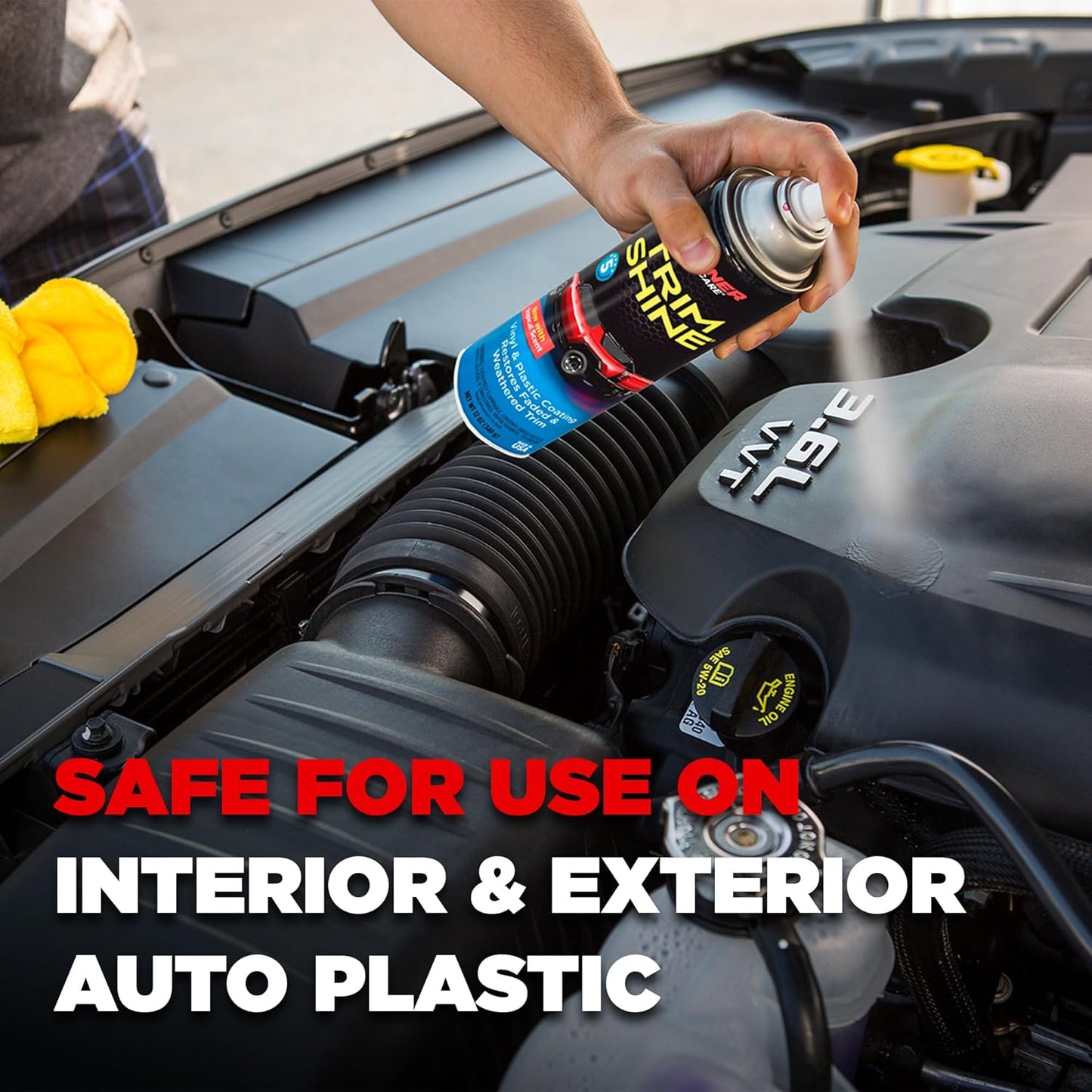 91034 Trim Shine Vinyl and Plastic Aerosol Protectant Coating for Automotive Interior and Exterior Restores OEM Finish and Color, Protects from Fading, 12 Oz, Pack of 1